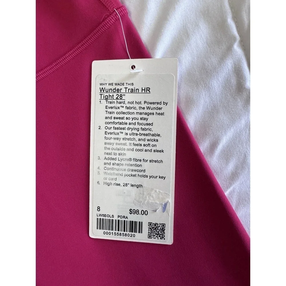 NEW Lululemon Wunder Train HR Tight 28'' Size 8 Leggings Pink Dragon Fruit NWT - Picture 4 of 11